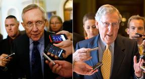 Harry Reid (left) and Mitch McConnell are pictured in this composite image. | AP Photos